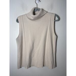 Zara Bone White Sleeveless Mock Sweater Sz L
